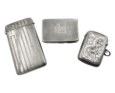 1920s silver cigarette case, with engine turned decoration and engraved initial to top corner, hallmarked W H Haseler Ltd, Bi