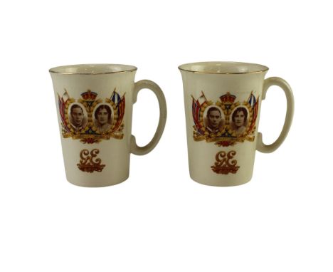 Two Maling City of Carlisle 1937 Coronation commemorative mugs, 11 cm