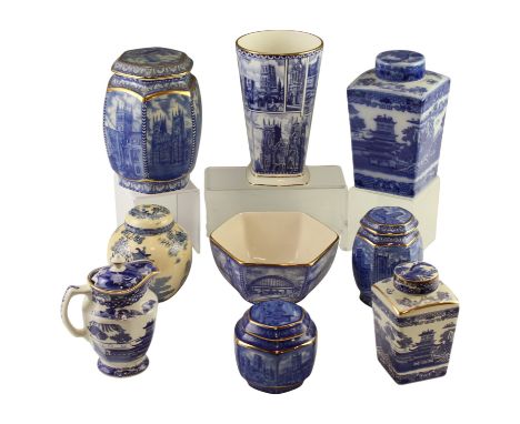 A collection of Maling / Rington's blue-and-white wares, together with a Mason's for Twinings Tea ginger jar, circa 1920 and 