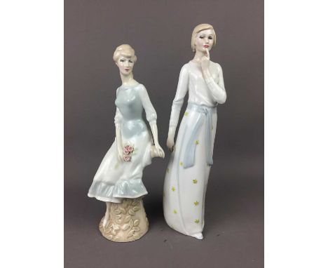 TWO ROYAL DOULTON 'REFLECTIONS' FIGURES,along with two Lladro and two Nao figures (6)Condition report: Residue to three of th