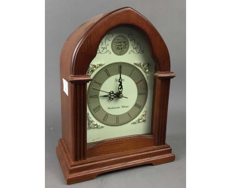 'WESTMINSTER CHIME' MANTEL CLOCK,along with a wall clock, a barometer and a violin (4)