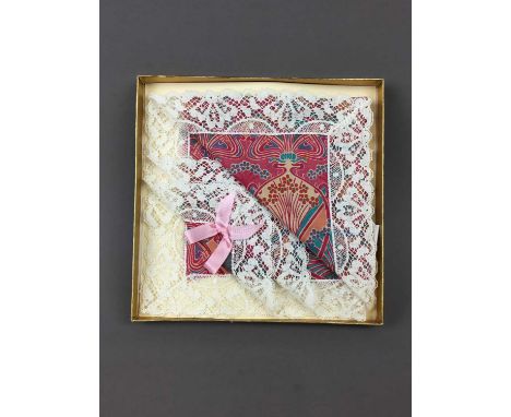 LIBERTY SILK AND LACE HANDKERCHIEF,in box, along with two Minton Classical Cameo dishes, a Minton circular dish in box, and a