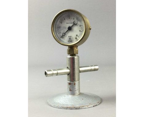 TWO MEASURING INSTRUMENTS,along with two bunsen burner fittings and a light switch (5)