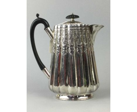 SILVER PLATED FIVE PIECE TEA AND COFFEE SERVICE,along with four oval entree dishes