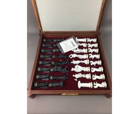 THE CHESS SET OF THE GODS,by Stuart Mark Feldrman for Franklin Mint Ltd, with cardsCondition report: Board 53.8cm x 53.8cm, 8
