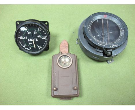A World War II Type P8, Spitfire Hurricane Cockpit Compass #64521.H., small brass air ministry plaque ref #6A/0.726 to side, 