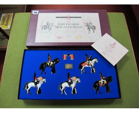 A Set of W. Britain Model Figures; No.1414 of 2500 The Life Guards Mounted Band, Set 1, as new boxed. 