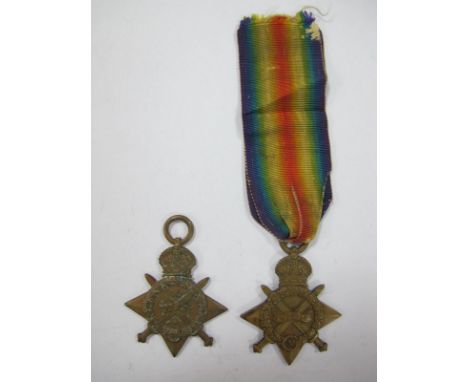 George V WWI 1914 Star, to: T.21913 Driver E.F. Dunaway Army Service Corps, and 14/15 Star to: K.26105 F. Lewis STO.2 Royal N