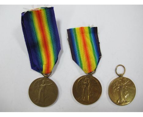 George V Three WWI Victory Medals, to: 25064 Private F. Matthews Yorkshire Light Infantry, C.23445 Private R. G. Sargent Army