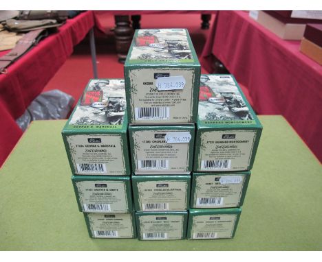 Ten Boxed W. Britain Model Figures, World War II Leaders, #00288 Omar Bradley, #17232 William F. "Bull" Halsey, #17234 George
