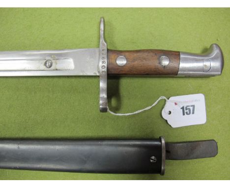 Late XIX Century Swiss Schmidt Rubin Bayonet, made by Neu Hausen, excellent condition and in its black metal scabbard. 