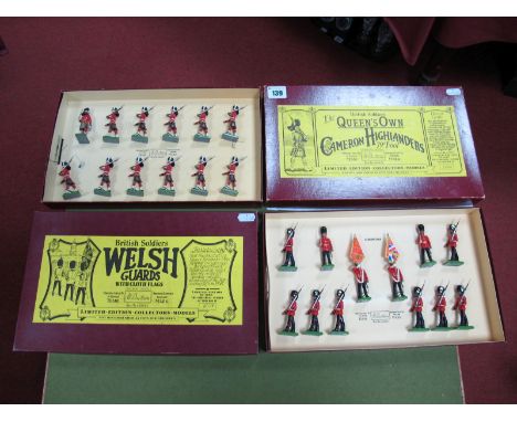 Two Boxed Sets of W. Britain Model Figures, #5186 Welsh Guards with cloth flags (1986 Special Edition No. 39 of 5000), #5183 