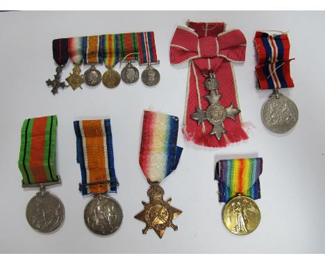 An Unusual Set of Six WW I/ WWII Medals, comprising OBE (military), 1914-1915 star, war medal, Victory medal, WW II war and d