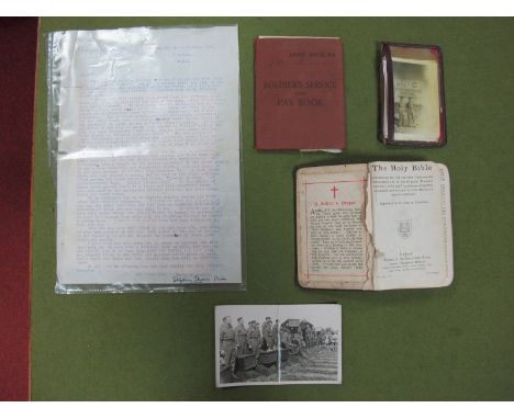 WWII Service and Pay book to 4861546 Corporal Jack Fisher of the Leicesters, enlisted March 1940, died May 10th 1945. Plus a 
