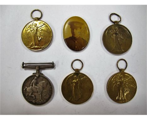 British WWI Victory Medals, Comprising R-365942 Private E.E. Johnson A.S.C. 14-253809 Driver B. Stead A.S.C. 29623 Private H.