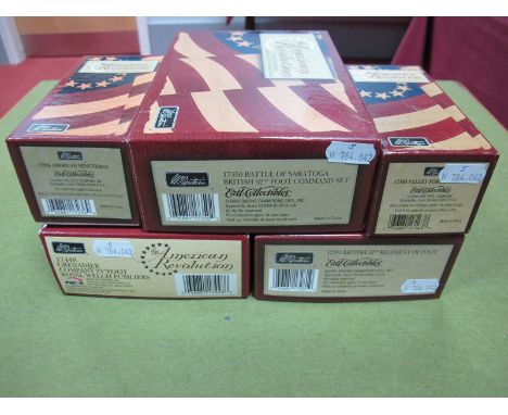 Five Boxed W. Britain Model Figures, The American Revolution, #17448 Grenadier Company 23rd Foot Royal Welsh Fusilier's, #173