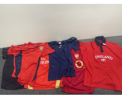 A group of four Arsenal tops and two England. Size XL.