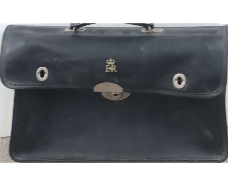 A vintage official UK government briefcase with EIIR logo.