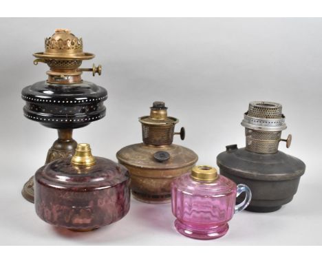 A Collection of Late 19th Century Oil Lamp Reservoirs etc 