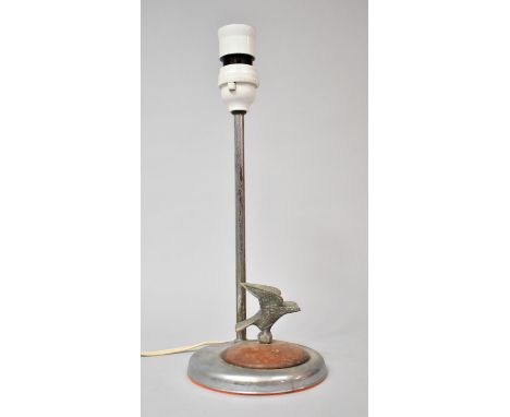 A Md 20th Century Chromed Base Table Lamp with Eagle Mount, 32cm high 