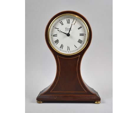A Modern Mahogany Cased Presentation Balloon Mantle Clock by Comitti with Battery Movement, 26cm high 