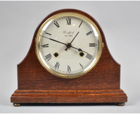 A Modern Mahogany Cased Mantle Clock by Woodford, Battery Movement, 23cm wide, Working 