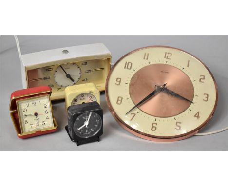 A Collection of Various Vintage Alarm Clocks, Wall Clock 
