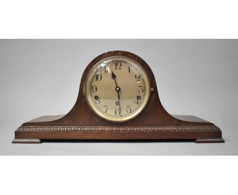 An Edwardian Oak Napoleon Hat Westminster Chime Mantle Clock, 52cm Wide 