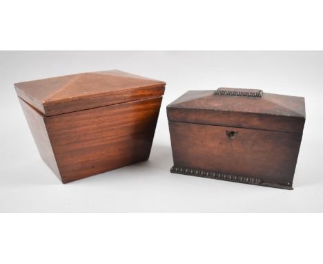 A Rectangular Mahogany Work Box and a Walnut Tea Caddy, both For Restoration 