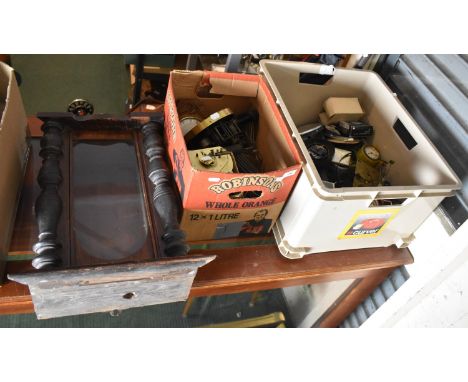 Two Boxes of Various Clock Parts, Movements, Cases etc 