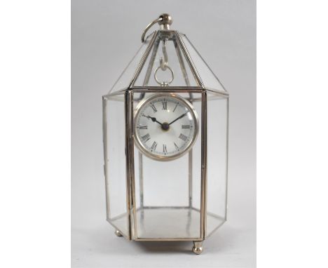 A Modern Hexagonal Terrarium Display Housing Clock, 30cm high 