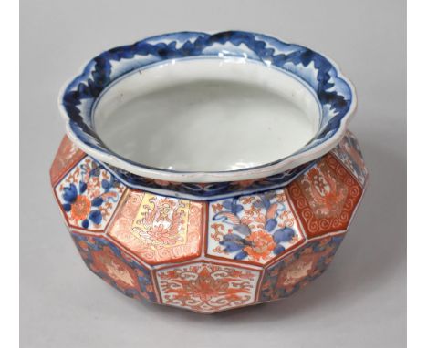 A Late 19th Century Japanese Imari Planter of Multi Faceted Squat Form, 13cm high and 18.5cm Diameter, Chip to Rim 