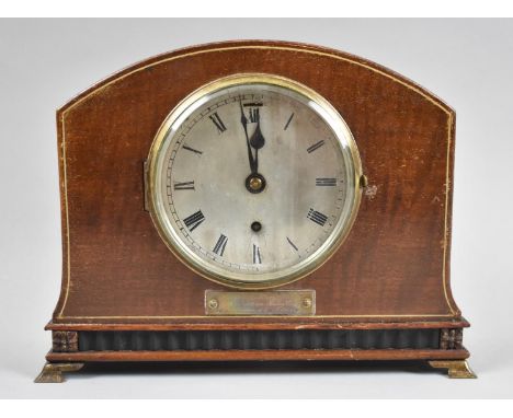 An Early Mid Walnut Cased Presentation Mantle Clock with Plaque to Mr A Powell by Newtown Hockey Club on the Occasion of His 