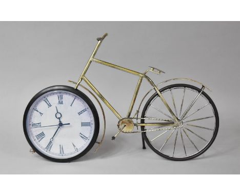 A Modern Novelty Mantle Clock in the Form of a Metal Vintage Bicycle, Battery Movement, 48cm Long 