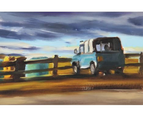 Liam Spencer (Contemporary British, b1964), 'Land Rover', Oil on board, Titled and signed verso, 19.5cm x 29.5cm, Framed 