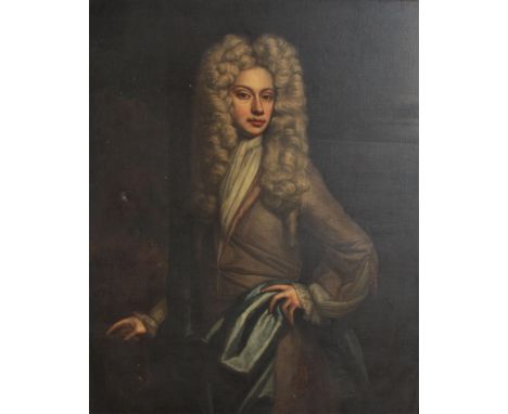 Follower of Johann Baptist Closterman (1660-1711), Portrait of James Tyrell, Three quarter length wearing a light brown coat 