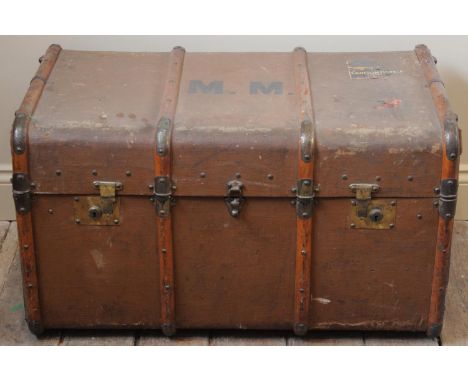 MARILYN MONROE INTEREST: A vintage travel trunk, 20th century, by repute once belonging to Marilyn Monroe, initialled 'M.M.' 