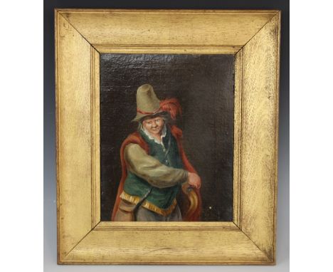 Follower of Teniers The Younger (1610-1690), A 19th century half length portrait of a cavalier, Oil on canvas, Unsigned, 28cm