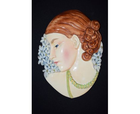 Beswick Art Deco period wall plaque 'The Lady with Beads', impressed '436', 31cm tall.  In good condition with no obvious dam