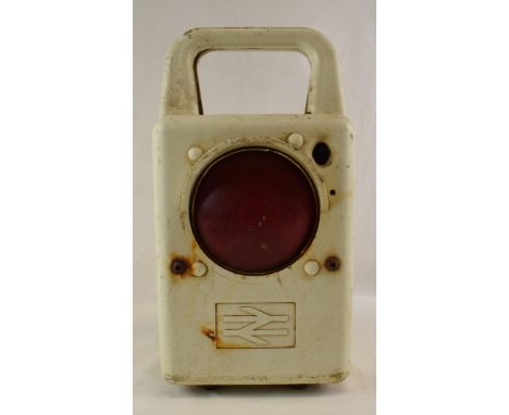 A BR British Railways Guards Lamp with red lens. Height 37cm  Generally in good order with some age related signs of wear and