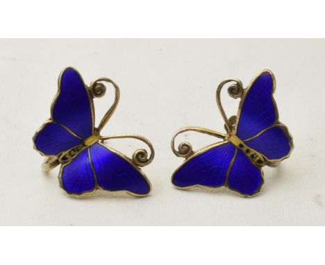 Scandinavian silver and enamel butterfly earrings, marked 'KH 925' (2).  