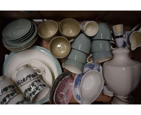 Wedgwood to include creamware lamp base, Stratford teaware, a cabbage leaf sauce plate and others (Qty).  Condition generally
