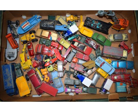 A large collection of vintage toy cars and vehicles to include Corgi, Lesney, Corgi Major etc to include Batmobile, cranes, l
