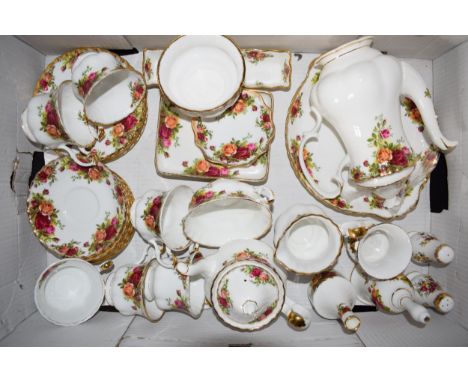 Royal Albert Old Country Roses to include a small teapot, a coffee pot, cups, saucers, side plates and others with a few simi