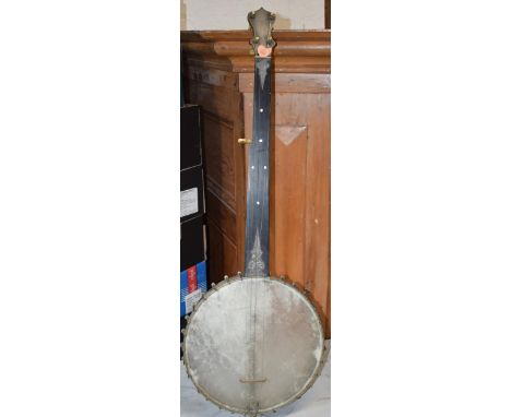 Vintage Henry Webb of Wolverhampton banjo together with a First Steps book, 90cm long (2).  