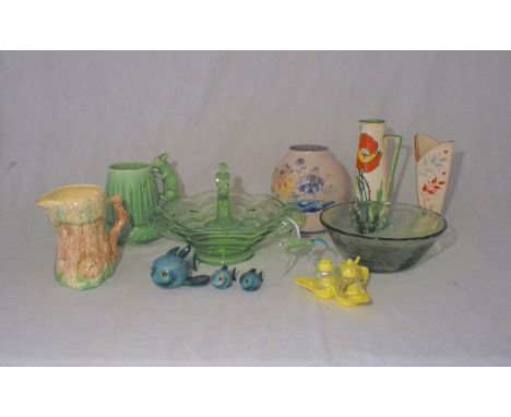 A quantity of ceramics and glassware, including a Honiton pottery vase, Arthur Wood, etc.