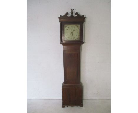 An antique oak longcase clock, as found.