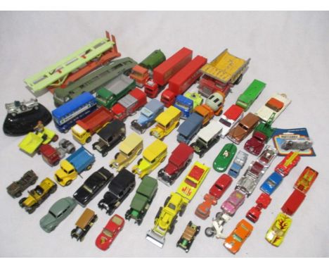 A collection of loose die-cast vehicles including Dinky Toys, Matchbox Models of Yesteryear, Lesney etc