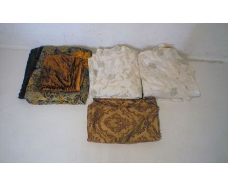A quantity of various fabrics, including two pairs of John Lewis curtains.