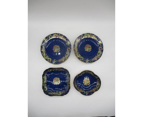 A part set of Spode Copeland china in cobalt blue, decorated with dragon pattern. Pattern no 5194. Some A/F